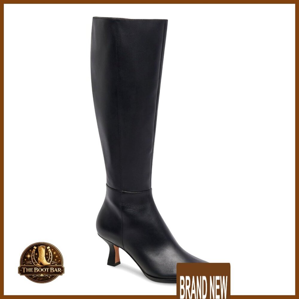 Knee High Boots Kitten Heel Pointed Toe Side Zipper Winter Dress Shoes - Picture 1 of 7